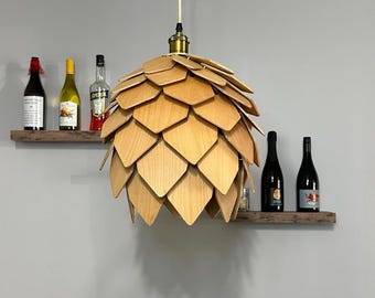 Wooden Pinecone Pendant Lighting Wood Chandelier Lampshade Japandi Scandinavian Wood Lamp for Dining room Unique Handmade Lamp for Kitchen