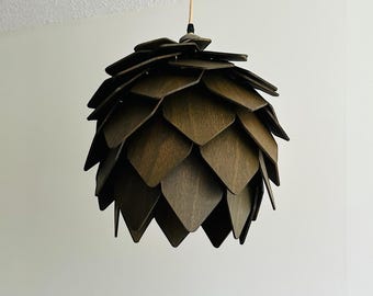 Wood Chandelier Handmade Wooden Lampshade Pendant Light Pinecone Lamp for Japandi Scandinavian Dining Living Rooms Decor Kitchen Island Lamp