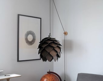 Wooden Pendant Light Chandelier Handmade Wood Lampshade Japandi Minimalist Beech Lamp Scandinavian Lighting Pinecone  Kitchen Bedroom Lamp
