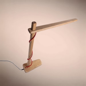Handcrafted Oak Desk Lamp with Adjustable Height – Modern Scandinavian Light Design | USB-C Powered, Minimalist LED Glow for Calm Spaces