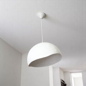 Handmade Plaster Pendant Light  Minimalist Ivory Hanging Lamp • Modern Textured Ceiling Light • Soft Sculptural Home Lighting Handmade Light