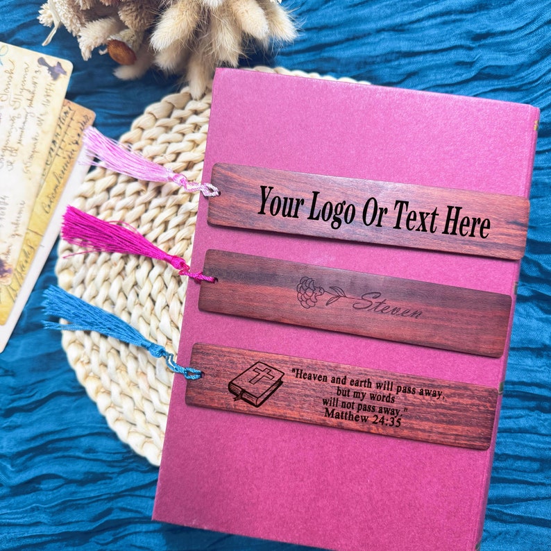 Bulk Custom Bookmarks, Walnut Bookmark With Logo, Corporate Logo Gift ...