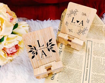 Custom Name Handmade Wood Holder,Personalized Name Solid Wood Phone Stand,Wooden Cell Phone Stand, Personalized Gift for Him