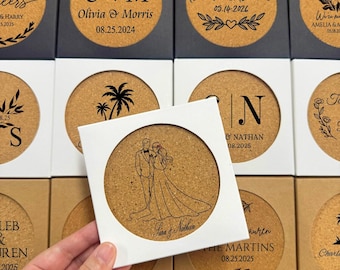 Personalized Wedding Coaster Favors, Wedding Favors for Guests in Bulk, Wedding Party Favors, Bridal Shower Favors, Save the Date