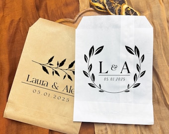 Personalized Wedding Favor Bags, Wedding Treat Bags, Cookie Bags, Snack Bags, Wedding Paper Bags Favors, Save the Date, Bridal Shower Favors