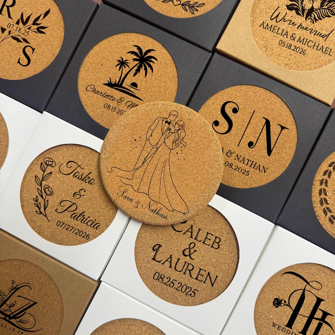 Personalized Cork Coasters, Bulk Wedding Favors, Wedding Gifts for ...