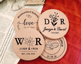 Round Cork Coasters Wedding Favor Sets,Bulk Personalized Cork Coasters,Wedding Favors for Guests in Bulk,Bulk Custom Cork Coasters