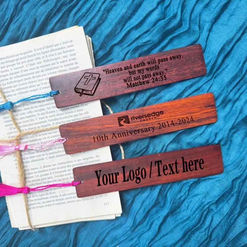Bulk Custom Bookmarks, Walnut Bookmark With Logo, Corporate Logo Gift ...