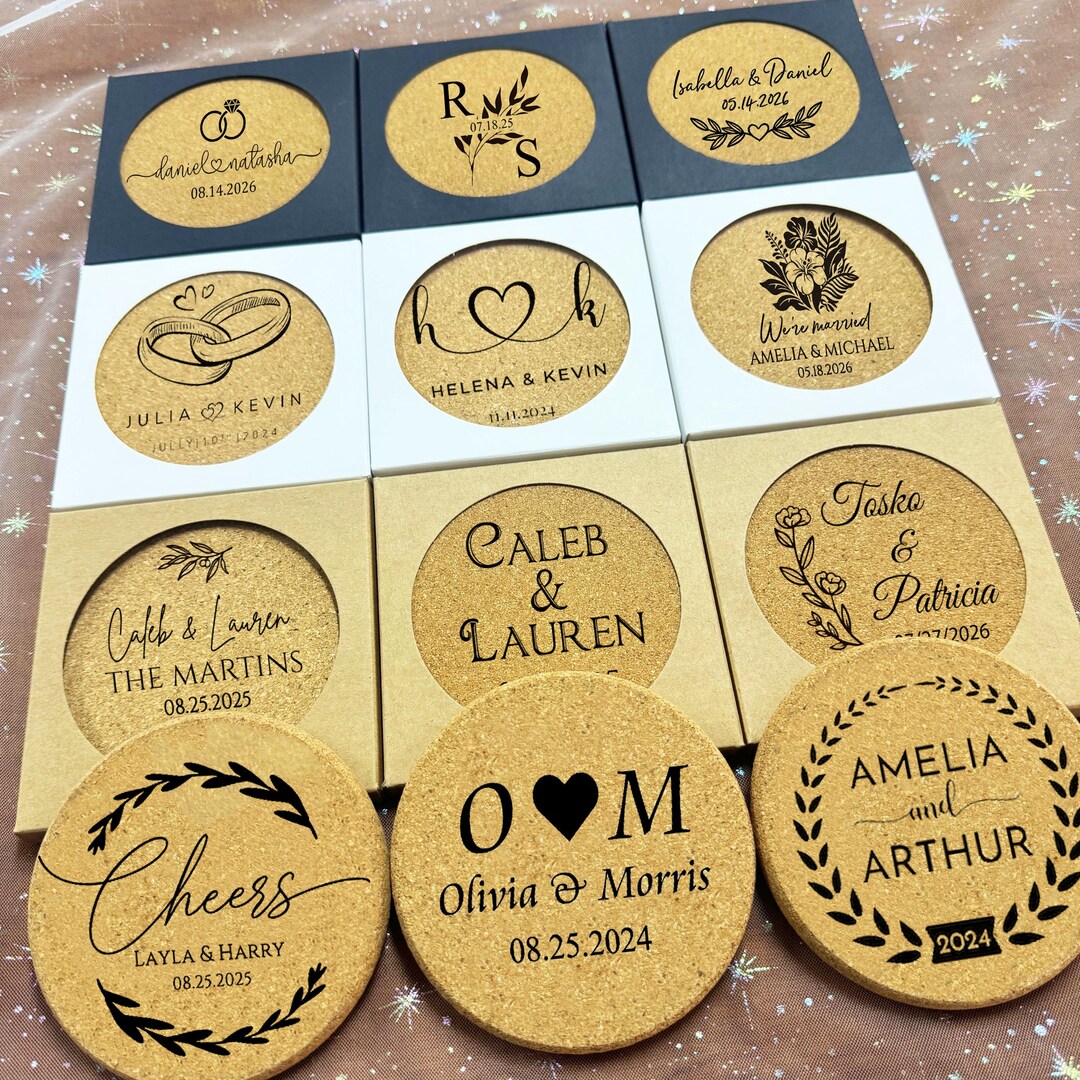 Set of 30 Wedding Coasters, Personalized Wedding Favors for Guests ...