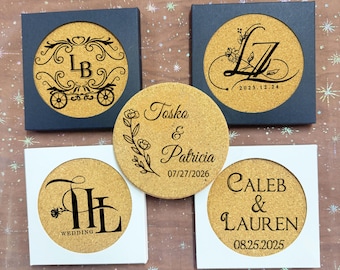 Bulk Personalized Wedding Coasters, Wedding Favors for Guests, Party Coaster Favors, Cork Coaster Favors, Cheap Wedding Favors
