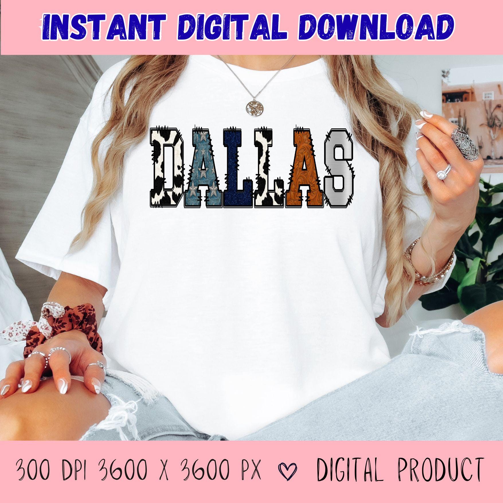 Dallas Cowboys Varsity Letters PNG: Western Cow Print (digital Download ...
