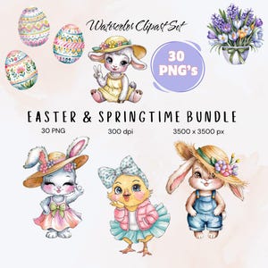 Watercolor Easter Whimsical Clipart, Bunny Girl PNG, Pink Bunnies Clipart, Spring Floral Clipart, Nursery Clip Art, Easter Digital Download