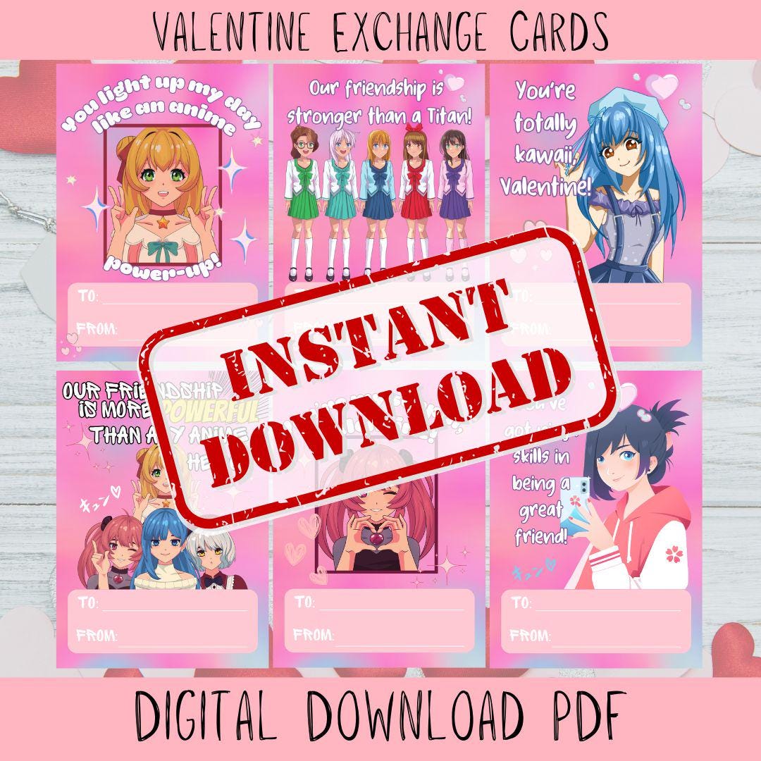 Anime Valentines Cards, Anime Girl Valentine, Valentine Party ...