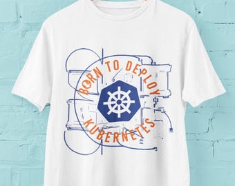 Född för att distribuera Kubernetes-t-shirt: Rolig DevOps-kodare-t-shirt
