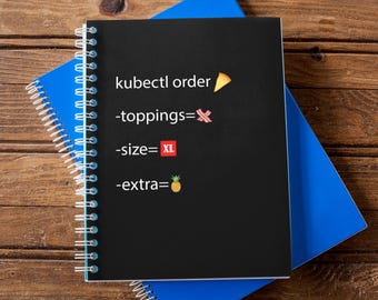 Caderno de Pizza do Kubernetes | Humor do Kubernetes | Caderno de DevOps Divertido | Bloco de Notas para Profissionais de TI | Caderno de Humor para Programadores