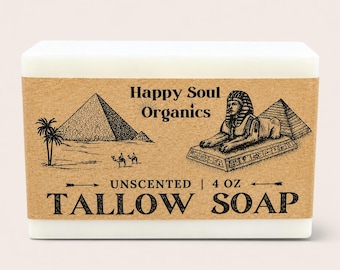 Tallow Soap Unscented Soap 4oz Probiotics Natural Organic Soap Handcrafted Paraben Phthalate Free Pure Grass Fed Beef Tallow Skincare