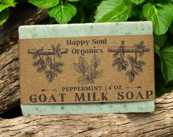 Peppermint Goat Milk 4oz Soap All Natural Organic Handcrafted Soap Paraben Phthalate Free Skincare Nontoxic Soap
