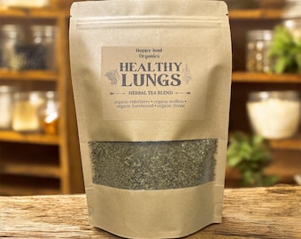 Tè per polmoni sani, tè sfuso, miscela di tisane biologiche non OGM, sambuco, verbasco, marrubio, timo, tè senza caffeina, regalo benessere