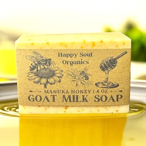 Manuka Raw Honey Goat Milk Soap 4oz All Natural Fragrance Free Soap Handcrafted Organic Soap Honey Skincare Soap Gift Ideas