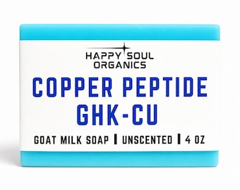 GHK-CU Copper Peptide Soap with Goat Milk Raw Manuka Honey Methylene Blue Probiotics Handcrafted Organic All Natural 4oz Soap