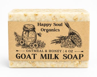 Oatmeal Honey Goat Milk 4oz Natural Soap Handcrafted Organic Soap Milky Oat Honey Scent Paraben Free Phthalate Free Gift Idea