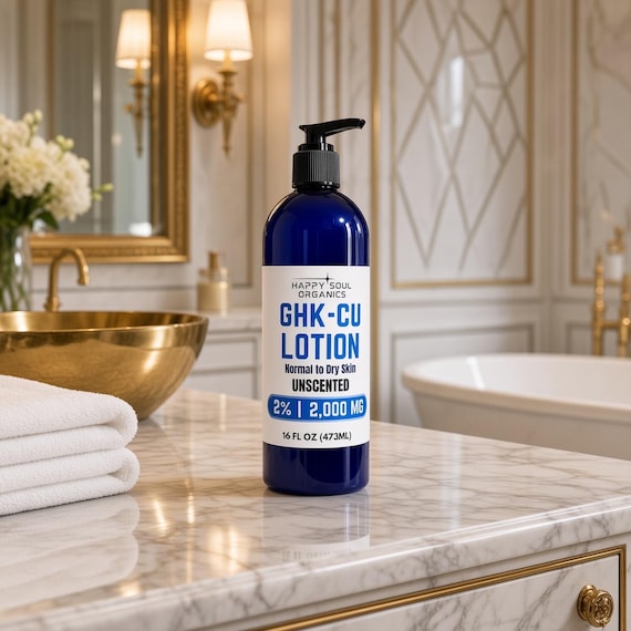 ghk cu peptide lotion GHK-CU Copper Infused Organic Natural Hydrating Hand or Body Nontoxic Lotion Handmade Skincare Size:5ml Glass and perfect for all Losing weight with B12 made in USA