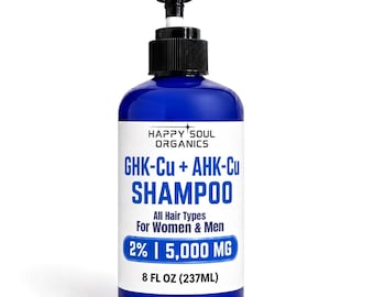 Champú GHK-Cu + AHK-Cu con péptidos de cobre para el cuidado del cabello. Hecho a mano en pequeños lotes. Sin sulfatos ni parabenos.