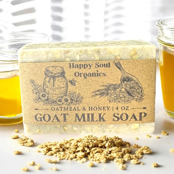 Oatmeal Honey Goat Milk 4oz Natural Soap Handcrafted Organic Soap Milky Oat Honey Scent Paraben Free Phthalate Free Gift Idea
