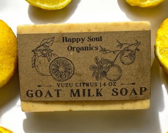 Yuzu Citrus Goat Milk Soap 4oz All Natural Organic Handcrafted Soap Paraben Phthalate Free Skincare Sensitive Skin All Ages Nontoxic Soap