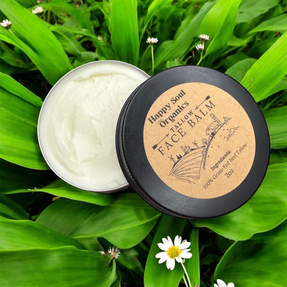 Tallow Face Balm Skin Cream Organic Natural Grass Finished Grass Fed Tallow Skincare Moisturizer Face Cream