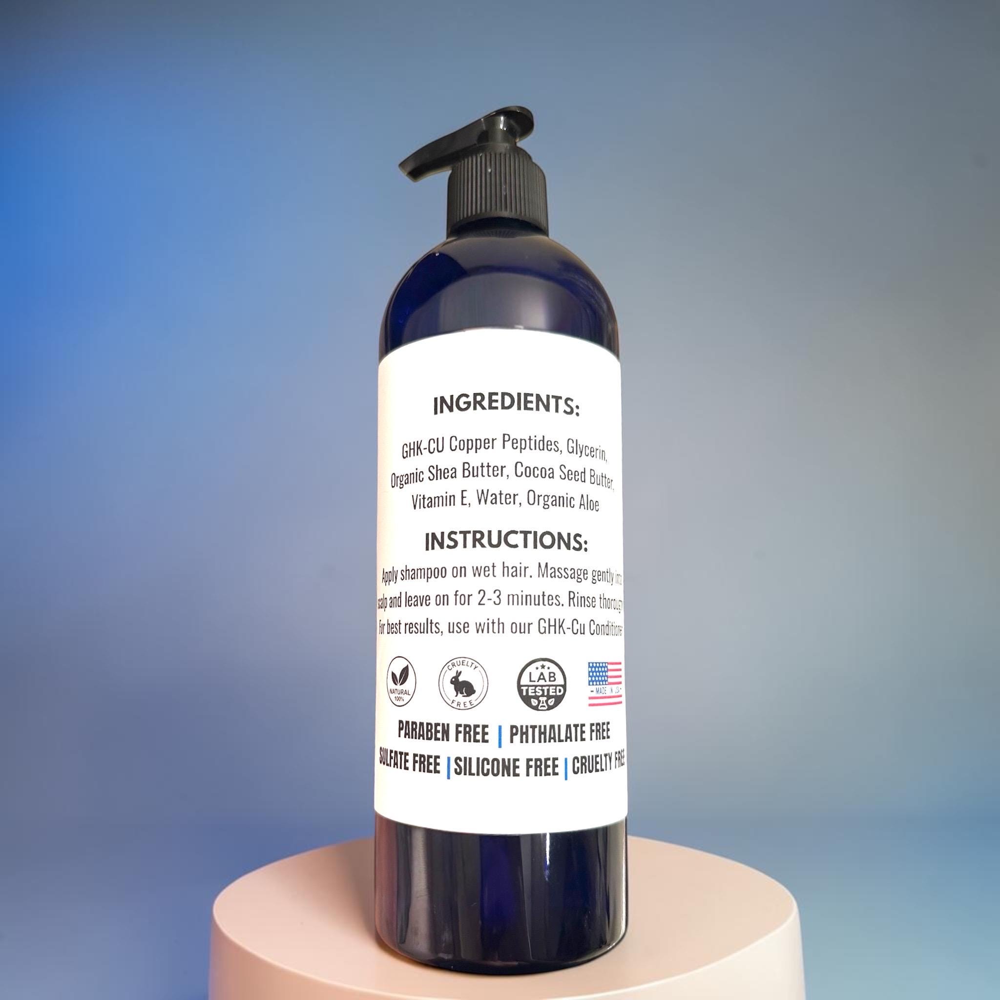 GHK-Cu Copper Peptide Shampoo All Natural Organic Nontoxic Clean Hair Care 8oz or 16oz Handmade in Small Batches Sulfate Paraben Free