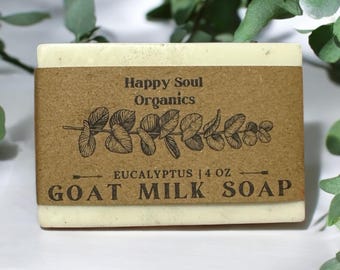 Eucalyptus Goat Milk Soap 4oz All Natural Organic Handcrafted Soap Paraben Phthalate Free Skincare Nontoxic Soap