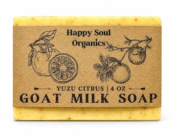 Yuzu Citrus Goat Milk Turmeric Soap 4oz All Natural Organic Handcrafted Soap Paraben Phthalate Free Skincare Sensitive Skin Nontoxic Soap
