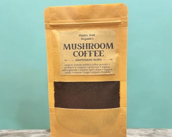 Organic Mushroom Coffee Adaptogenic Blend With Probiotics Grown in High Altitude Handcrafted in OK