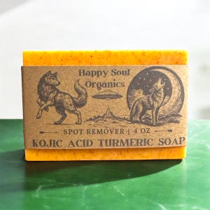 Kojic Acid Soap 4oz Turmeric Soap Goat Milk All Natural Skincare Soap Face or Body Soap Organic Handcrafted Orange Essential Oil Scented