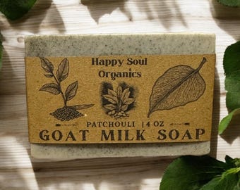 Patchouli Goat Milk Soap 4oz All Natural Organic Handcrafted Soap Paraben Phthalate Free Skincare Nontoxic Soap