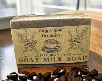 Coffee Bean Goat Milk Soap 4oz Natural Handcrafted Organic Soap Coffee Scent Paraben Free Phthalate Free Gift Idea Coffee Lover