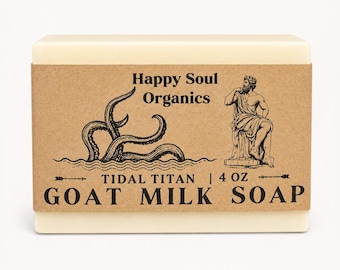 Tidal Titan Goat Milk Soap 4oz All Natural Sexy Aquatic Scented Men’s Soap Handcrafted Organic Soap Paraben Free Phthalate Free Gift Ideas