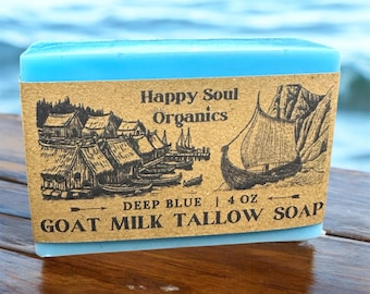 Deep Blue Methylenblau Seife 4 Unzen nicht parfümierte Ziegenmilchtalgseife Handgefertigte organische ganz natürliche probiotische Seife