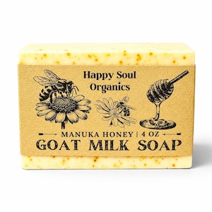 Manuka Raw Honey Goat Milk Soap 4oz All Natural Fragrance Free Soap Handcrafted Organic Soap Honey Skincare Soap Gift Ideas