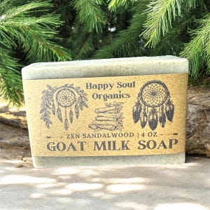Zen Sandalwood Soap Goat Milk Soap 4oz All Natural Organic Handcrafted Soap Paraben Phthalate Free Self Care Gift Ideas Woodsy Sandalwood