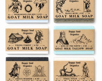 Men’s Soap 6 Pack Bulk All Natural  Skincare Handcrafted Organic Soap 4oz Bars Paraben Free Phthalate Free Gift Ideas For Men