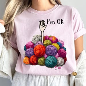I&#39;m OK Yarn Ball PNG Digital Download | Funny Knitting and Crochet Design | Crafting Humor Graphic