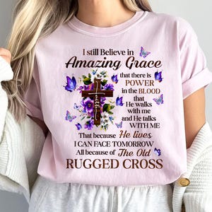 Amazing Grace Cross PNG - Christian Quote with Floral and Butterfly Design - Inspirational Clipart for T-Shirts, Mugs, Posters