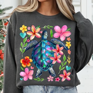Boho Floral Sea Turtle PNG, Summer Png, Brushstroke Turtle Png, Beach Png, Turtle Png, Nautical Sublimation Designs, Fisherman Aesthetic Png