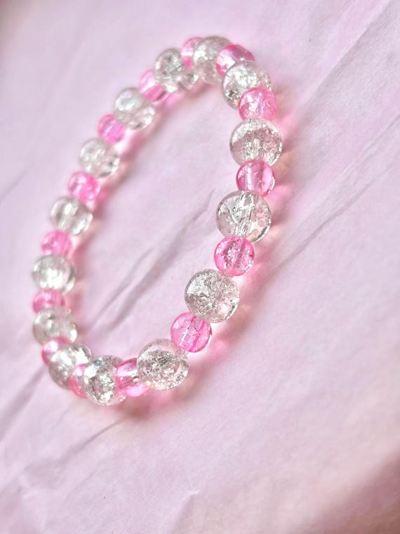 Handmade Customisable Crackle Glass Beaded Bracelet - Etsy
