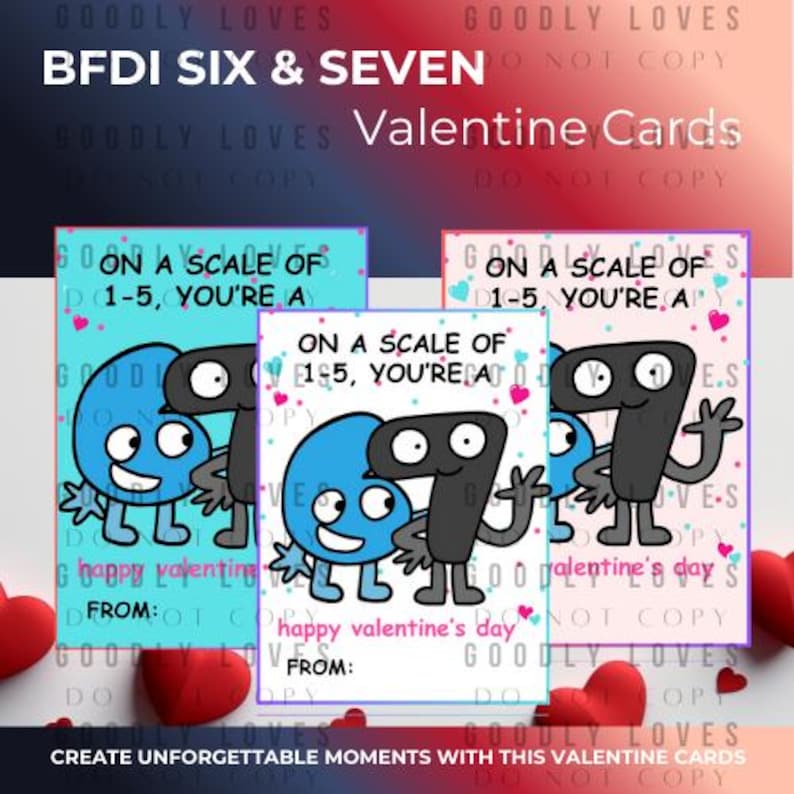 Six & Seven BFDI Battle for Dream Island Valentine Cards | PDF DIGITAL ...