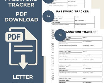 Password Tracker & Security Log | Printable Digital Download