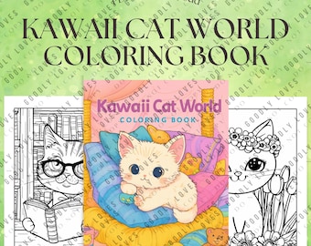 Libro para colorear Kawaii Cat World - descargas en PDF
