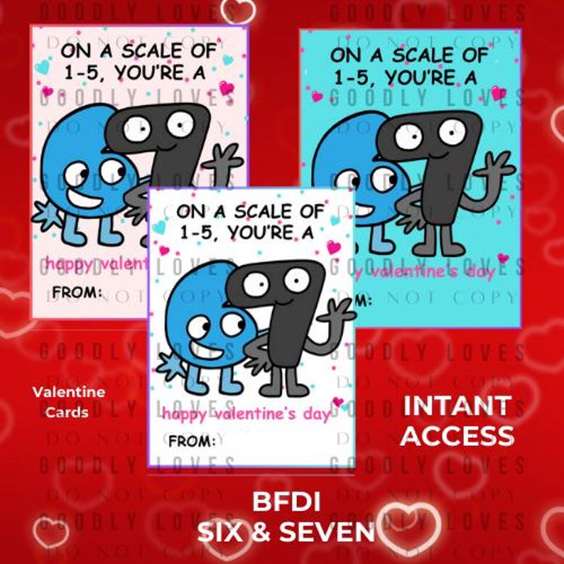 Six & Seven BFDI Battle for Dream Island Valentine Cards | PDF DIGITAL ...